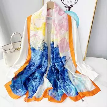 180 * 90 см летний женский новый средний или длинный шарф шаль дышащий солнцезащитный модный универсальный премиум шелковый шарф 90*180CM
