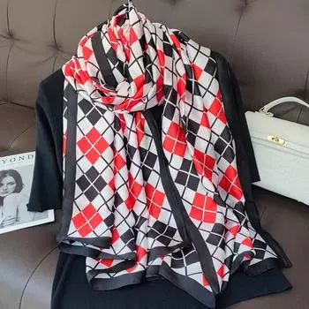 180*90 см новый стиль шелковые шарфы женские офисные леди большой вечерние модные принты пляжный хиджаб платок бандана кашне шаль парео