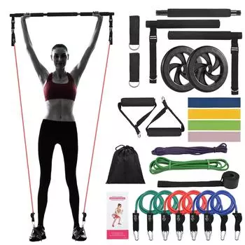 180 фунтов комплект лент сопротивления многофункциональный пилатес бар комплект оборудование для тренировки всего тела тренировочный бар разноцветный