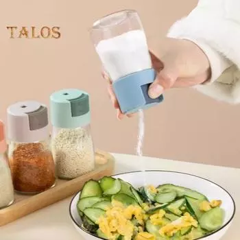 180 мл банка для приправ Прозрачная пыленепроницаемая герметичная пресс-типа Крышка от бутылки с резьбой Пищевой класс 0,5 г Количественное отверстие Соль Перечница Соль синий