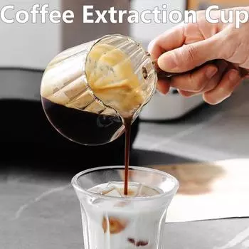 180 мл чашка для экстракции кофе, стеклянная с деревянной ручкой, одно горлышко, теплоизоляционная мерная чашка, чашка для эспрессо, шестигранный молочник 180ml чёрный