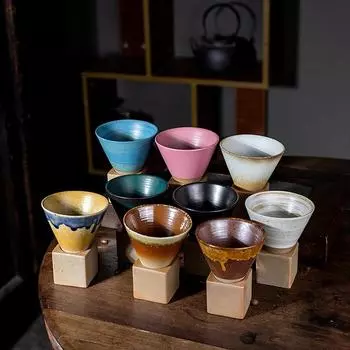 180 мл ретро керамические чашки креативные конусные кофейные чашки офисные чашки для завтрака молочные чашки кухонные принадлежности стаканчики для мороженого керамические чашки 180ML небесно-голубой