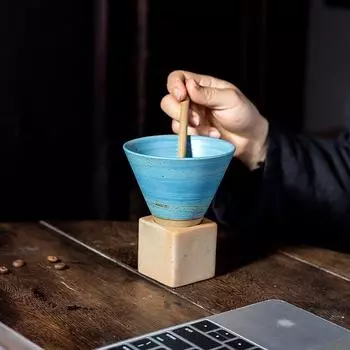 180 мл ретро керамические чашки креативные конусные кофейные чашки офисные чашки для завтрака молочные чашки кухонные принадлежности стаканчики для мороженого керамические чашки 180ML небесно-голубой