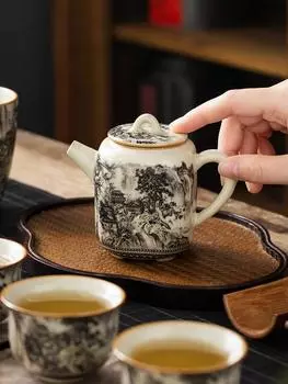 180 мл Ru Kiln Landscape чайник для заваривания чая горшок старинный чайник для заваривания чая с отверстием для шарика чайные принадлежности горшок для чая чайник для заваривания чая