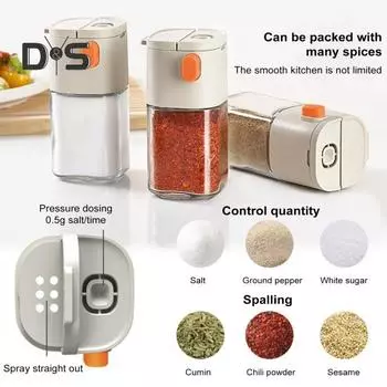 180 мл солонка и перечница толкающего типа точная количественная бутылка для приправ для кухни приготовления пищи кемпинга многофункциональные банки для контроля соли специй белый