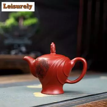 180 мл Винтажные чайники из фиолетовой глины Исин, ручная работа, чайник для замачивания чая из сырой руды Дахунпао, китайский чайный набор Цзыша, подарок