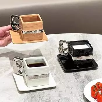 180 мл высококачественная кофейная кружка и набор дисков Роскошные домашние чашки для послеобеденного чая Кружки Подарочные керамические чашки Посуда для напитков 101-200ml