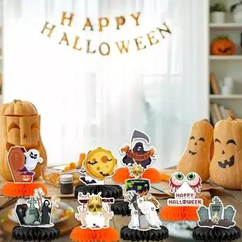 180 шт. Хэллоуин тыква ужас нежить призрак фестиваль праздничные атрибуты украшение сотовый настольный центральный элемент надгробный камень скелет 1Set-9PCS