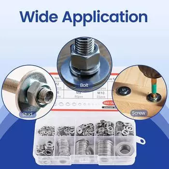 180 шт. шайб из нержавеющей стали, уплотнительное кольцо, крепеж, набор прокладок, наборы M2 M2.5 M3 M4 M5 M6 M8 M10, плоские шайбы, втулки