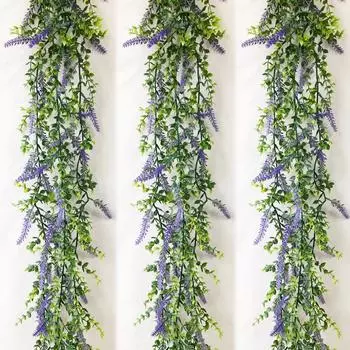 180 см искусственные подвесные растения эвкалипта искусственные цветы лаванды лианы пластиковые настенные растения листья для свадьбы домашний рождественский декор 1pc