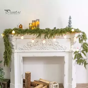 180 см Рождественская искусственная гирлянда из сосновых иголок Реалистичные внутренние и наружные подвесные искусственные зеленые растения Зеленая лоза каминная полка крыльцо A