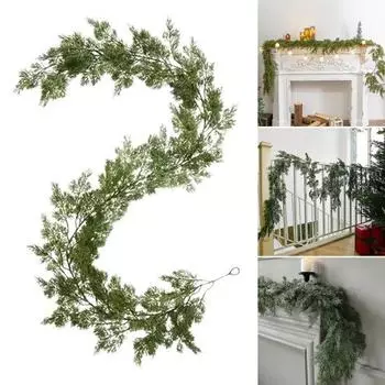 180 см Рождественская искусственная гирлянда из сосновых иголок, реалистичные подвесные искусственные зеленые растения, зеленая лоза, камин, крыльцо, украшение A