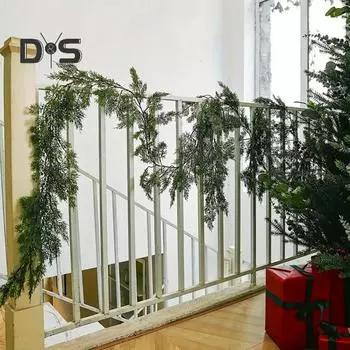 180 см Рождественская искусственная гирлянда из сосновых иголок Реалистичные внутренние и наружные подвесные искусственные зеленые растения Зеленая лоза каминная полка крыльцо A