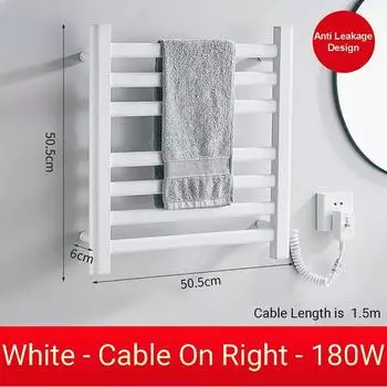 180 Вт 220 В Принадлежности для ванной комнаты Электрическая вешалка для полотенец с подогревом Нержавеющая сталь Стерилизующая Умная сушилка для полотенец Right чёрный