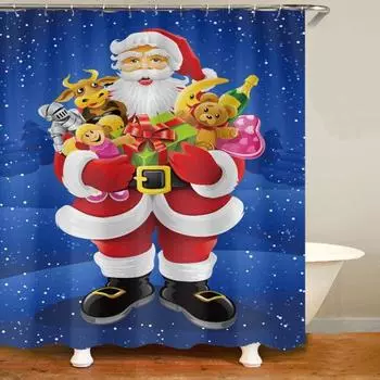 180x180 см Рождественский стиль занавеска для душа Санта-Клаус узор занавески для ванной комнаты с крючками моющаяся занавеска для душа 180x180cm A
