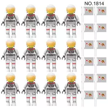 1814 12 шт. кукла-космонавт, кукла-пилот из мелких частиц, детская игрушка-строительный блок