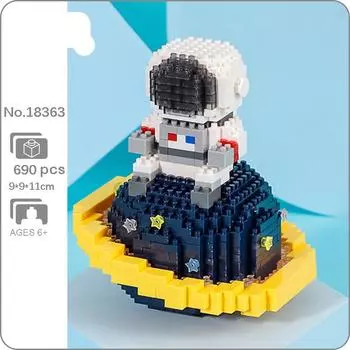 18363 Космический Астронавт Космонавт Земля Луна Звезда 3D Модель DIY Мини Алмазные Блоки Кирпичи Строительная Игрушка для Детей без Коробки