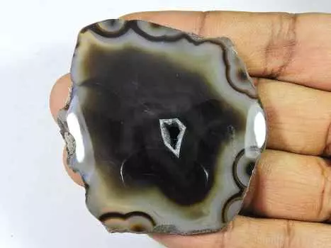 186Cts. Dyed Black Druzy Agate Fancy Crystal Cabochon Loose Gemstone 53X63MM SK-2253