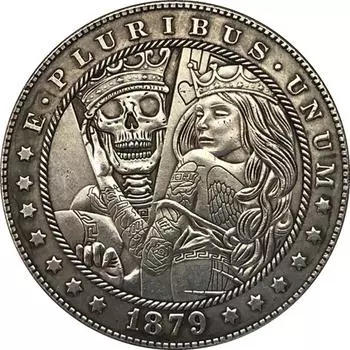 1879 США США Череп Красавица Бродяга Никелевые памятные коллекционные сувениры серебряные монеты