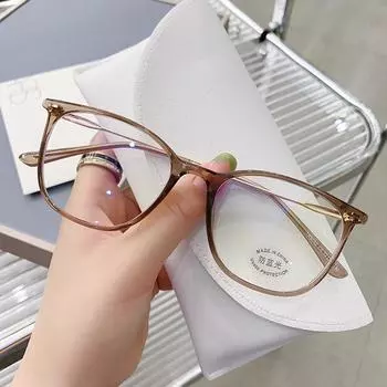 1889 Ультралегкие очки Tr Brown с оправой для близорукости, женские, с простым лицом, маленькие, анти-синие, плоские линзы, можно подобрать со степенью 9092 Anti-blue lens