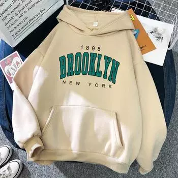 1898 Brooklyn New York Printed Women Hoodie XS белый