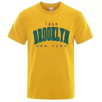 1898 Brooklyn New Your USA City Street принтованные футболки мужские с круглым вырезом свободного покроя с коротким рукавом летние хлопковые дышащие футболки S красный