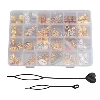 189 шт. Бисер для волос Ювелирные изделия Дреды Сплав Катушки Кольца Подвески Браслеты Зажимы Трубчатые бусины Браслет A