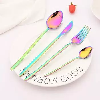 18/10 нержавеющая сталь 8 шт./комплект радужных столовых вилок набор столовых приборов столовые приборы столовые вилки столовые приборы ресторан кухонные столовые приборы серебряный