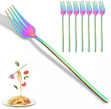 18/10 нержавеющая сталь 8 шт./комплект радужных столовых вилок набор столовых приборов столовые приборы столовые вилки столовые приборы ресторан кухонные столовые приборы серебряный