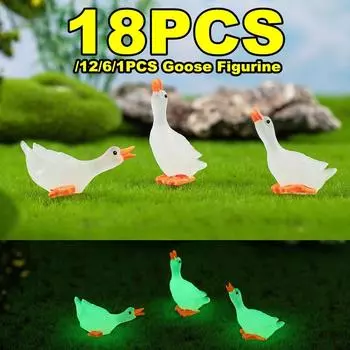 18/12/6/1 шт. светящаяся фигурка гуся миниатюры домашнего декора светящаяся в темноте фигурка животного DIY Fariy садовые аксессуары украшение для садового стола 1pc