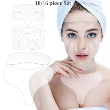 18/16 шт. многоразовые патчи для лица, лба, шеи, груди, подбородка, морщин, полоски, удаление морщин, лента для лица, средство против морщин, антивозрастная подушечка 16pcs/set