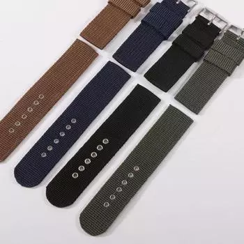 18/20/22 мм со стальной металлической пряжкой, ремешок для часов из холста, ремешок для занятий спортом на открытом воздухе, нейлоновый ремешок для часов 20mm чёрный