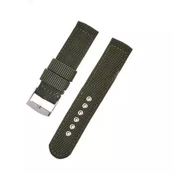 18/20/22mm With Steel Metal Needle Buckle Canvas Watch Strap Outdoor Sports Strap Nylon Watch Band AVE 18mm зелёный