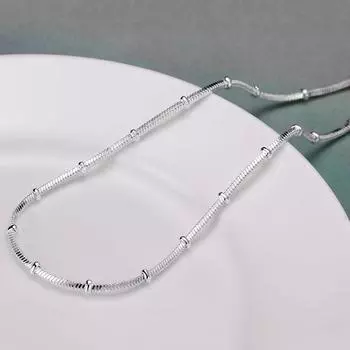 18/20 дюймов змея цепь бусины ожерелье 925 стерлингового серебра модные свадебные украшения 45cm