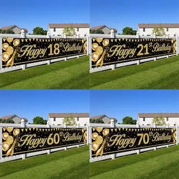 18 21 60 70 лет С Днем Рождения Баннеры Украшения для вечеринки по случаю дня рождения Для взрослых Черное золото Юбилей Товары для вечеринки Фотореквизит