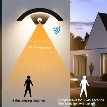 18/24 Вт современный PIR датчик движения изогнутый светодиодный настенный светильник уличный водонепроницаемый IP65 передняя дверь садовое крыльцо бра индукционный настенный светильник