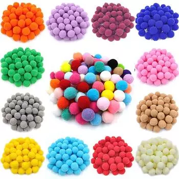 18/25 мм помпоны Вышивание плюшевых шариков Пушистый шар DIY Одежда Украшение Свадебный декор Домашнее ремесло Орнамент Материал ручной работы Ювелирные аксессуары 25mm 20Pcs чёрный