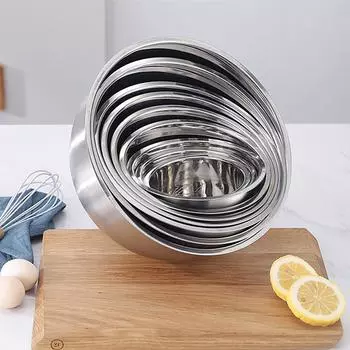 18-26 см Нержавеющая сталь Высокая емкость Мука Яйца Смешивание Чаша Загущение Салатник Выпечка Суп Контейнер Кухонная Утварь 18cm серебряный