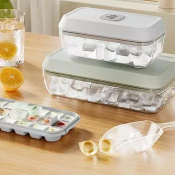 18/32 сетки, форма для лотка для кубиков льда с крышкой, лопатка, ящик для хранения, извлекается одним щелчком, ледогенератор, инструменты для коктейлей виски своими руками 18 Grids белый