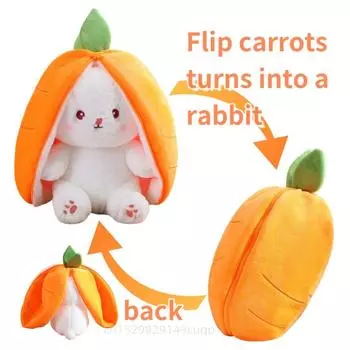 18-35 см креативная забавная плюшевая кукла Fruit Flip Rabbit, плюшевая игрушка в виде моркови и клубники для мальчиков и девочек, подарки на день рождения, Рождество about 18cm