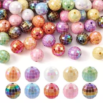 18/60 шт. Акриловые бусины в виде диско-шара, радужные бусины, бусины из жевательной резинки, ручка для поделок, браслет, ожерелье, серьги, брелок 18pcs