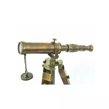 18-дюймовый латунный морской телескоп Spyglass Polish с коричневой деревянной треногой-подставкой, GIF