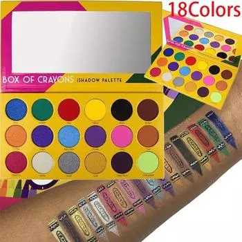 18 цветов матовые тени для век Pallete палитры для макияжа долговечные блестящие натуральные тени для век 18 color разноцветный