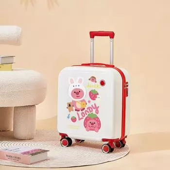 18 дюймов 20 дюймов мультфильм детский веселый дорожный чемодан для отдыха студенческий бесшумный универсальный чемодан для посадки на колеса пароль 18 inch розовый