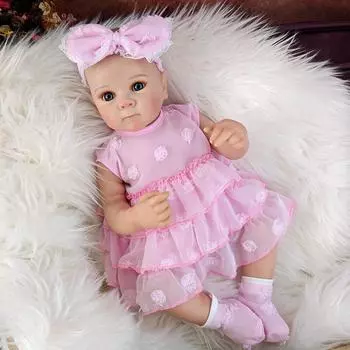 18 дюймов Большие глаза Имитация Игрушки Кукла Возрождение Раскрашенная кожа Детские игрушки Девочка сопровождает куклу Детский день Рождество Имитация Подарок ребенку