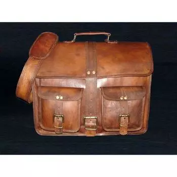 18-дюймовая мужская винтажная сумка через плечо из натуральной кожи, сумка для ноутбука, портфель 12 x 16 in коричневый