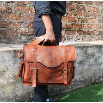 18-дюймовая персонализированная сумка-мессенджер из натуральной кожи, сумка для ноутбука, сумка через плечо, подарок для мужчин, офисная сумка, рабочий портфель, большая сумка, деревенская сумка 13 X 18 X 5 inches