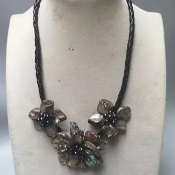 18-дюймовая швабра с жемчугом и цветочным кулоном ручной работы, ожерелье, модные ювелирные изделия