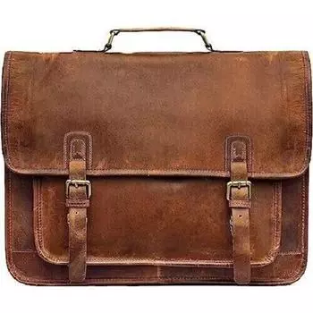18-дюймовая сумка через плечо из кожи буйвола Кожаная сумка для ноутбука Кожаный портфель 18 x 13 x 5 in коричневый