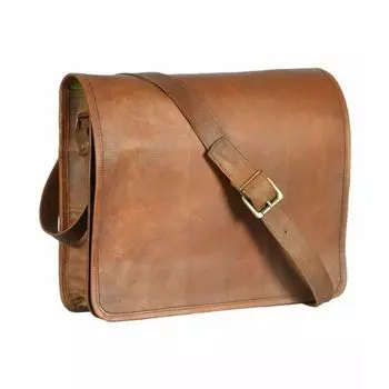 18-дюймовая сумка-портфель для ноутбука Splendor из натуральной козьей кожи ручной работы 18 x 13 x 5 in коричневый
